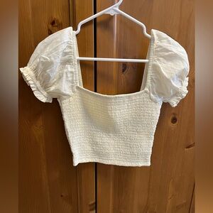 Billabong cropped cream short sleeve top size Small